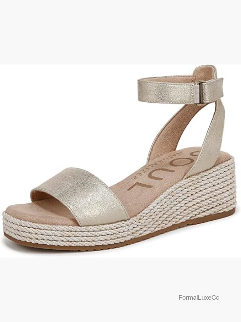 Espadrille Wedge Sandals With Platform - Comfortable & Stylish Hook And Loop